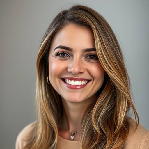 Portrait of Isabella Rossi, Founder of the Valencia Academy of Performing Arts, smiling warmly.